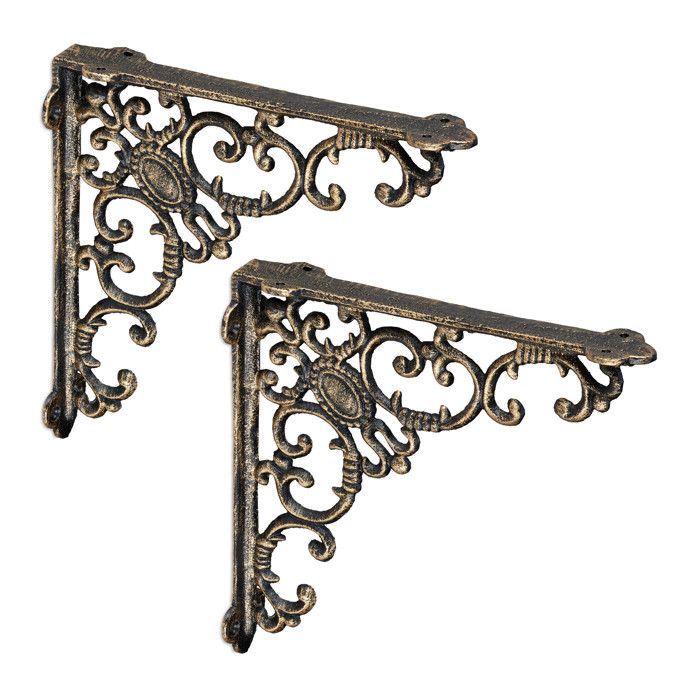 Équerre étagère murale, lot de 4, ancien, support en fonte de fer ...
