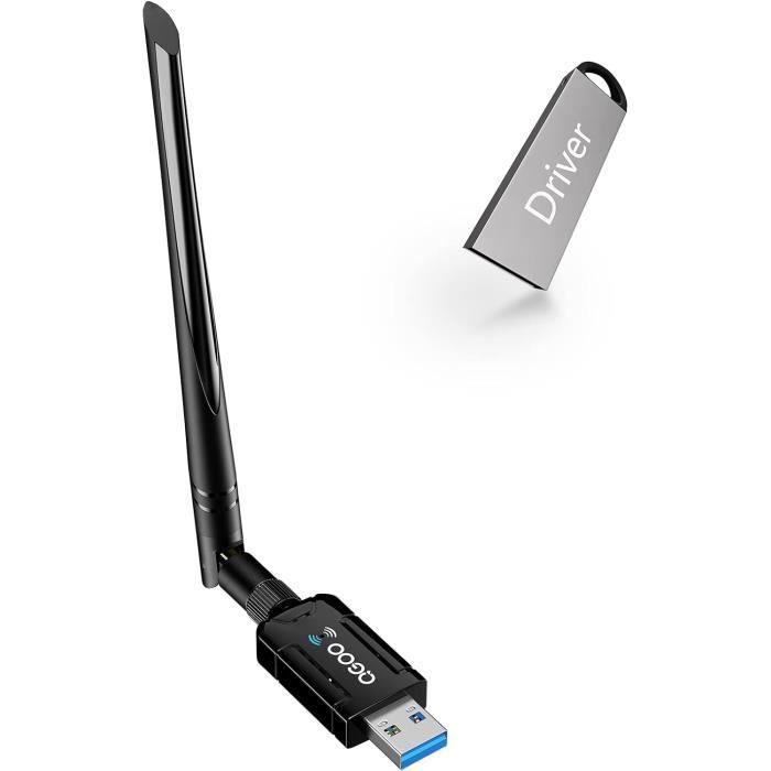 Adaptateur WiFi AX1800 Bi-bande 1800 Mbps Clé WiFi USB 3.0 AX1800 Dual Band WiFi 6, Adaptateur WiFi Haute Puissance Avec Antennes 5dBi MU-MIMO Pour Jeux En Ligne, Streaming 4K Et Bureau Clé