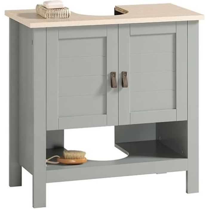 sobuy bzr69-ii-hg meuble sous lavabo vasque housse avec 2 portes et 1 compartiment ouvert, 60 x 30 x 60, gris