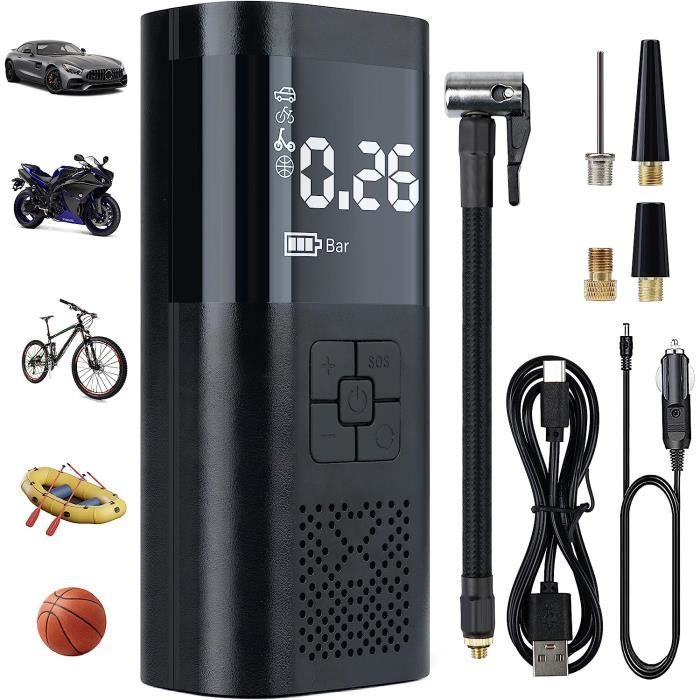 Compresseur à Air Portable Pour Vélo Et Voiture - 7.4V, Arrêt Auto, 3-150 PSI, écran LCD, USB-C