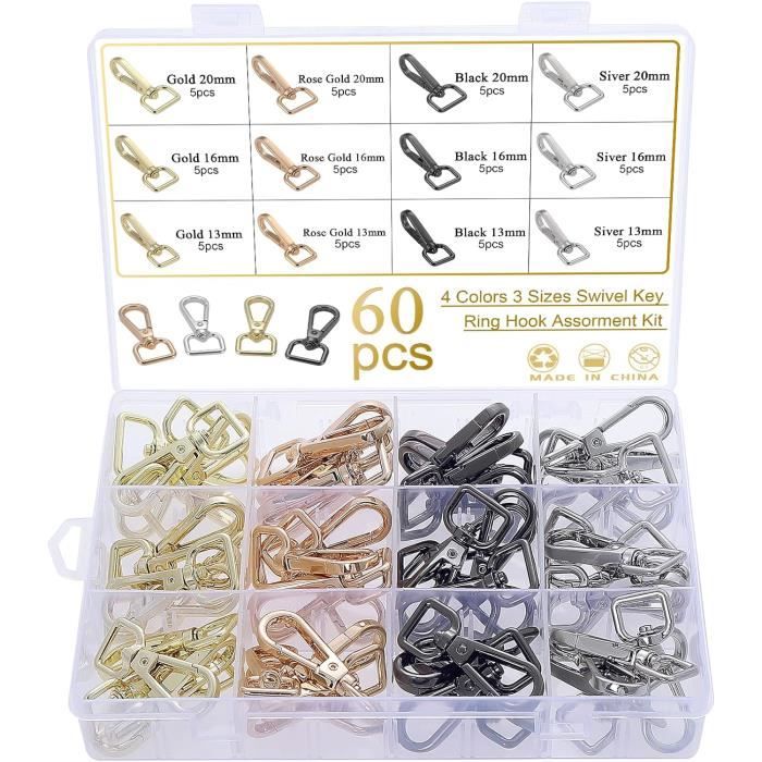 Lot De 4 Mousquetons Pivotants QUARKZMAN 38mm - Crochets Métal Pour Porte-clés, Sacs Et Artisanat