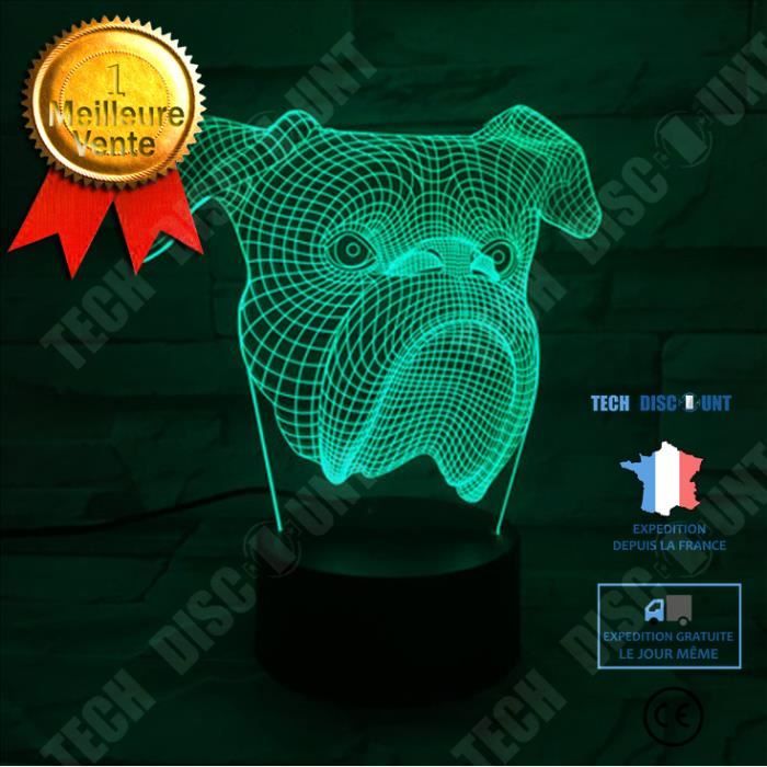Veilleuse Chien 3D LED - Lampe Tactile 7 Couleurs Changeantes, Alimentation USB - Décoration Chambre Enfant, Cadeau Anniversaire Ou Noël - 2