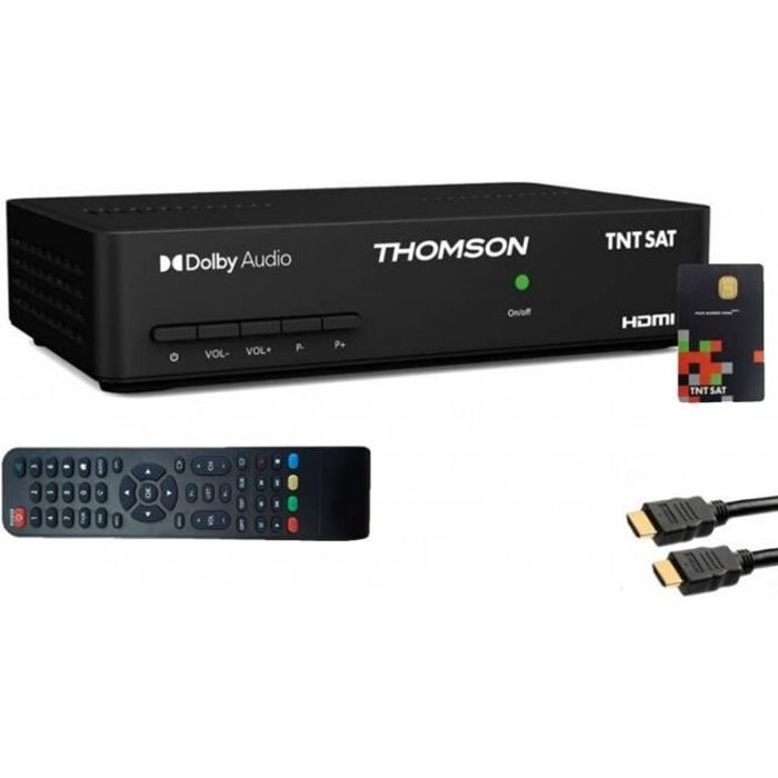 Pack THOMSON Récepteur TV Satellite Full HD + Carte d'accès TNTSAT + Câble HDMI 4 Noir