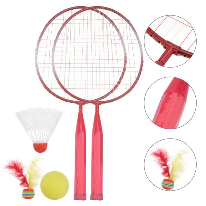 Raquette 2 En 1 Tennis Et Badminton Enfant - Set Avec 6 Balles Tennis + 6 Volants - Idéal Intérieur Extérieur