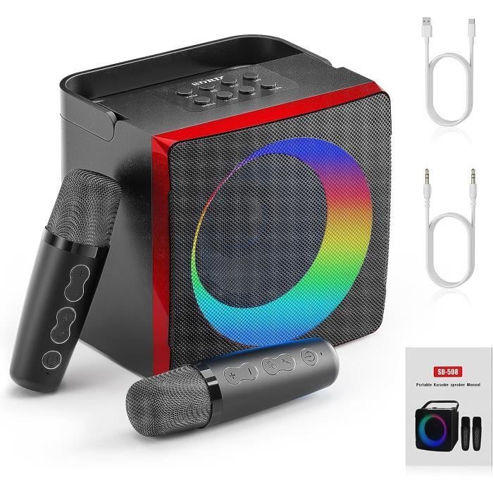 POWERCONF Machine à Karaoké avec 2 Microphones, 2.1 Canaux, Subwoofer