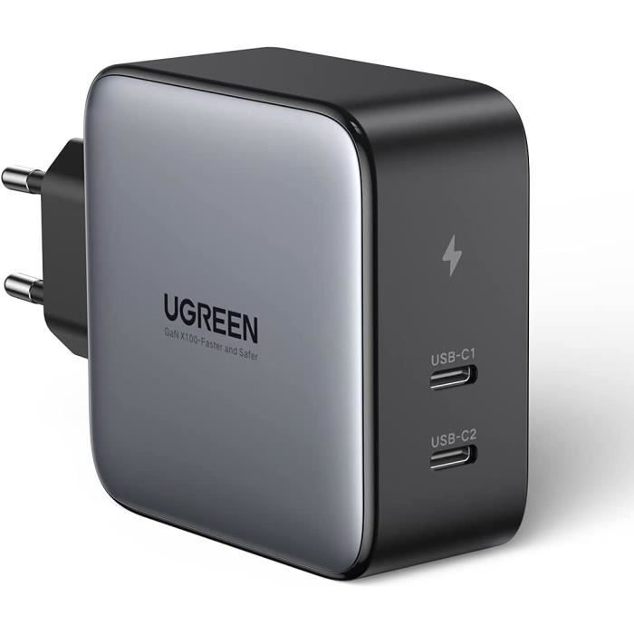 UGREEN Nexode 100W Chargeur USB C 2 Ports GaN Tech Compatible avec iPhone  14 Pro Max 13 Pro 12 Pro 11 XR 8 Galaxy S22 S21 Ult - Cdiscount Téléphonie