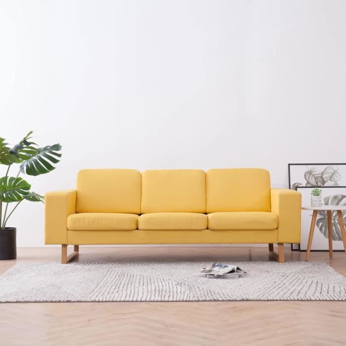 Divan - Sofa Moderne Canapé à 3 places - Tissu Jaune 40,5Kg, FR2023