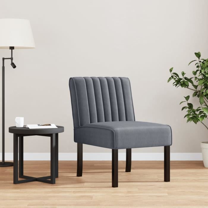 UU Fauteuil sans accoudoirs gris foncé velours 48x64x72 cm 352452