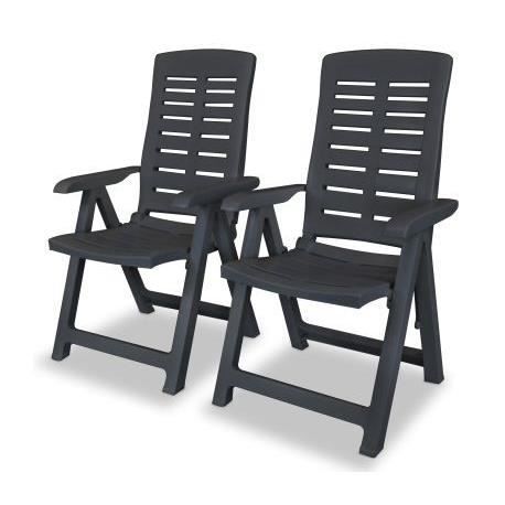 Chaises inclinables de jardin en plastique anthracite - VIDAXL - Résistantes aux intempéries - 2 pcs