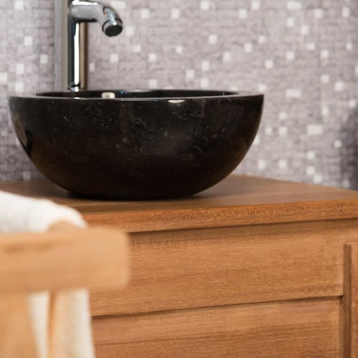 Vasque ronde Barcelone à poser en marbre de couleur noir - diamètre 30 cm