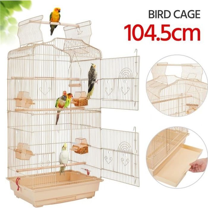 Meilleurs prix pour Cage à Oiseaux - Yaheetech - 46 x 36 x 92 cm - Toit Ouvrable - Calopsitte Élégante Inséparable - Abricot clair