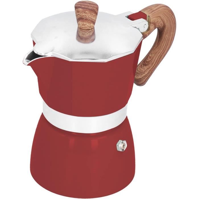 Cafetière à Moka 3 Tasses Classique Aluminium 150ml Avec Poignée Anti-Brûlure - Café Italien Maison Camping