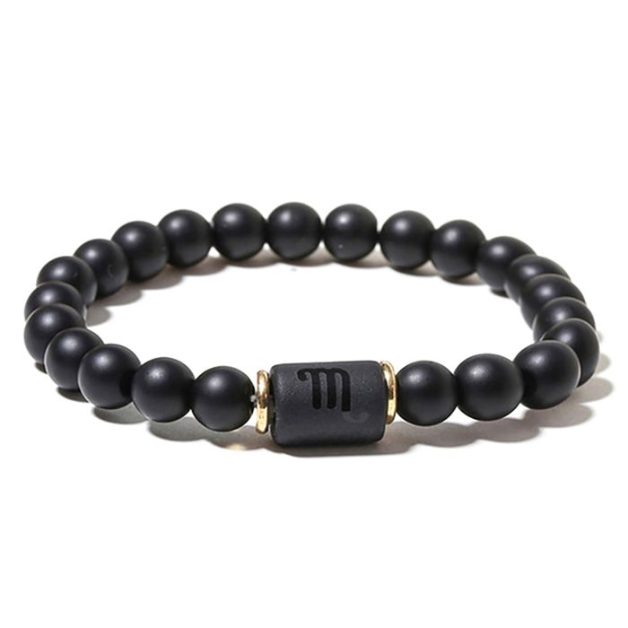 Zense - Bracelet zodiaque noir Scorpion étirable homme avec perles Onyx ZB0388
