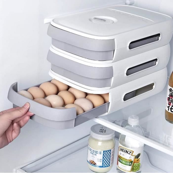 Organisateur d'œufs pour réfrigérateur ZHUODIKE - Rangement oeuf frigo -  Distributeur d'oeufs roulant - Blanc - Cdiscount Electroménager