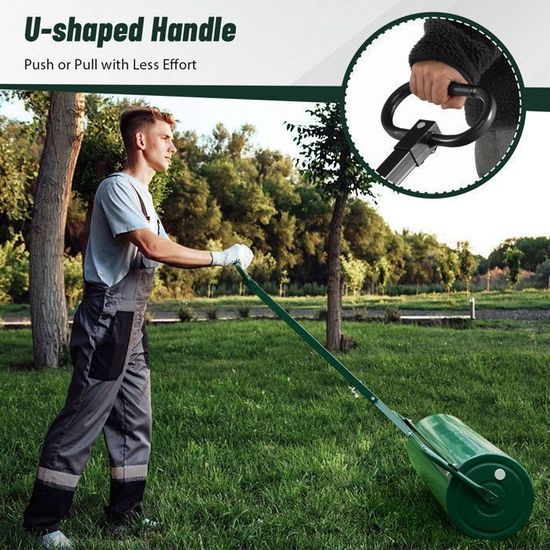 Rouleau à Gazon 63L – Idéal Pour Niveler Pelouse, Terrasse & Jardin – Remplissable Eau/Sable, Poignée U Confortable