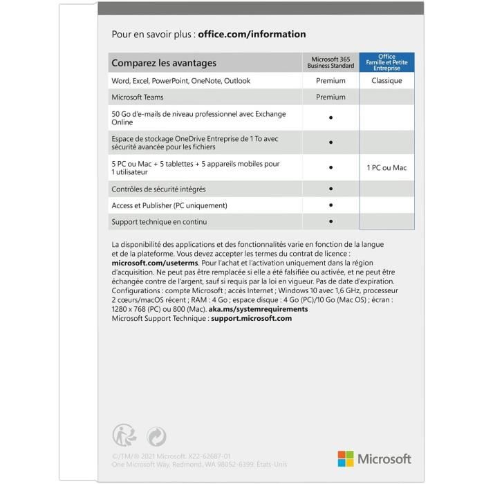 Microsoft Office Famille & Entreprise 2021 - Achat définitif - Code de  téléchargement à télécharger - Cdiscount