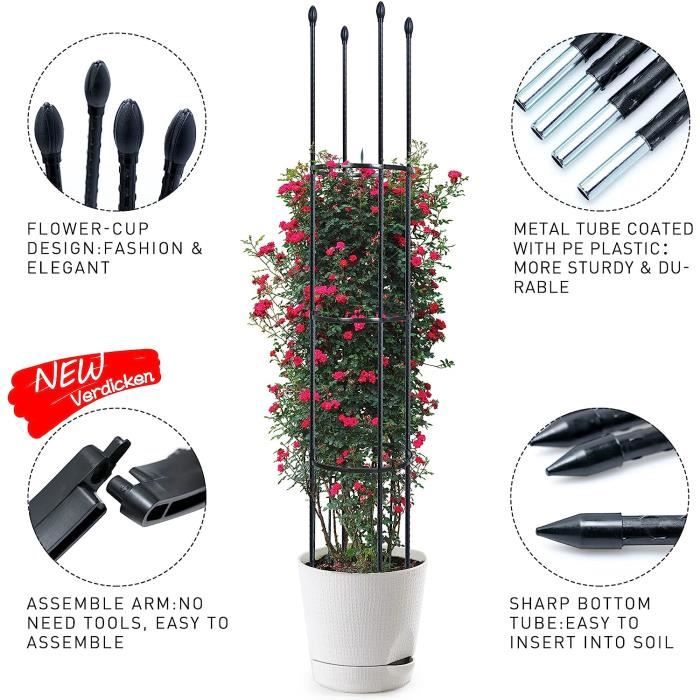 Tuteur Plante Grimpante Lot De 20 Tuteurs Plantes 30cm 20 Mousquetons 10 Tubes Extension - Support Pour Tomates Et Grimpantes Tuteur Tomates