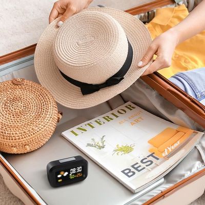 Elixir - Egundo Réveil de voyage numérique compact, petite horloge de  voyage à piles avec veilleuse, mini horloge de température de poche pliable  portable, facile à régler et à lire, calendrier, répétition