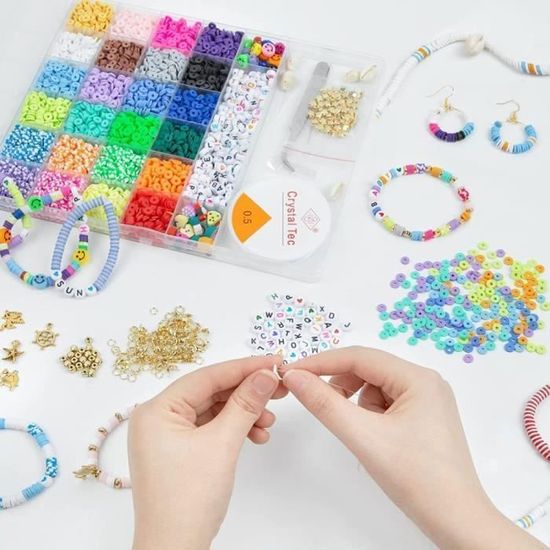 richginker Lot de 2 300 perles en argile pour fabrication de bracelets, colliers, boucles d'oreilles, bijoux, accessoires pour loisirs créatifs, cadeaux d'anniversaire, jouets pour enfants de 6 à 12 richginker Lot de 2 300 perles en argile pour fabrication de bracelets, colliers, boucles d'oreilles, bijoux, accessoires pour loisirs créatifs, cadeaux d'anniversaire, jouets pour enfants de 6 à 12