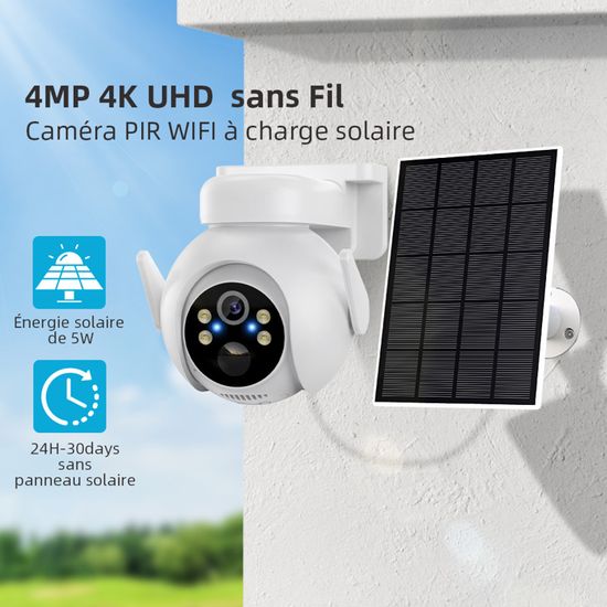 Caméra De Surveillance Solaire Extérieure 4MP 3K - PTZ 360°, Détection De Mouvement, Vision Nocturne Couleur, Sans Fil - 5