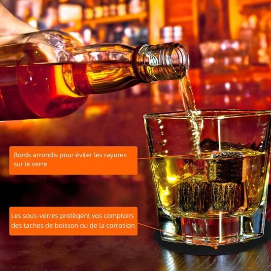 Coffret Verres à Whisky Avec 8 Pierres Granit, 2 Verres, Pinces Et Sous-Verres - Cadeau Homme Premium
