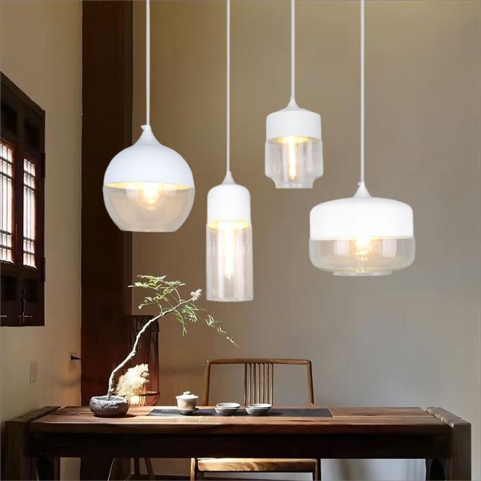 Abat jour verre blanc vintage - Suspension 25cm pour plafond - Ivoria – Mr Abat-jour