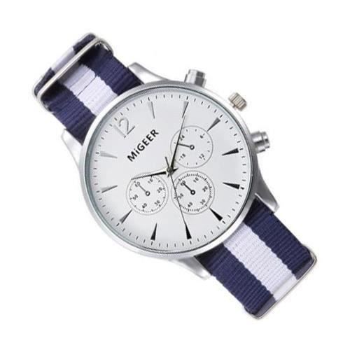 MIGEER Tissu Toile Bracelet De Montre Hommes Analogique
