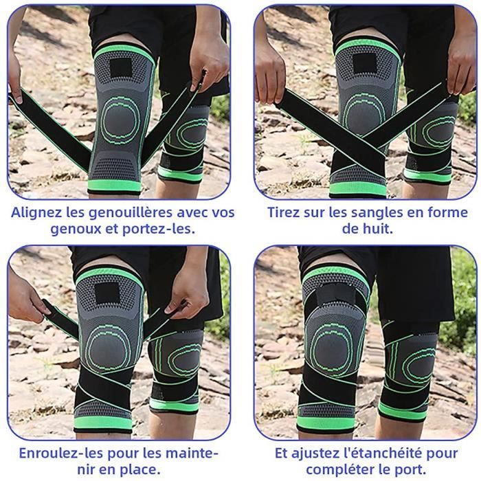 Genouillère De Compression Respirante Pour Le Sport – Soutien Et Confort Pour Courir, Randonner, Faire Du Vélo (verte)