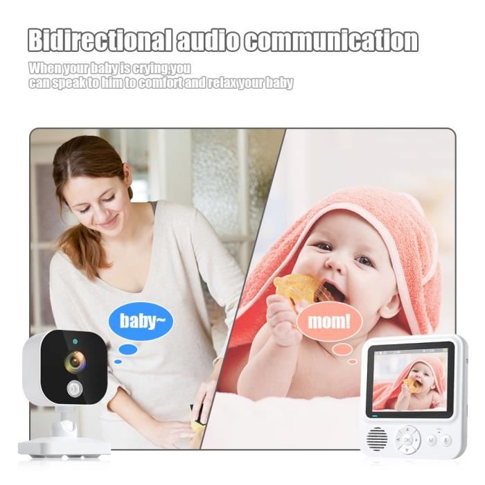 Babyphone Jeeber Avec écran 4" IPS - Caméra 1080P 360°, Vision Nocturne, Détection Pleurs Et Température - 10