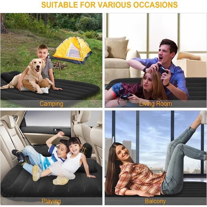 Matelas Gonflable Voiture SUV avec Pompe et oreillers, Pliant Lit Air  gonflable, Confortable surface floquée pour Camping [84]