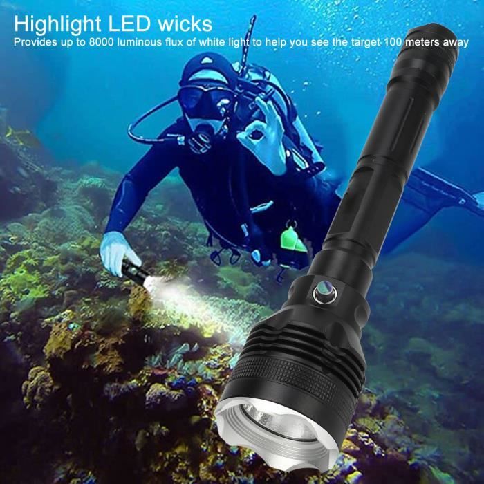 Lampe Torche LED Plongée Étanche - Aluminium Portable Puissante
