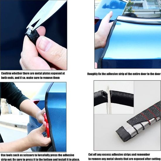 5M Protections Bord Portière Voiture En U - Bande Caoutchouc Anti-Collision Noire Pour Protéger Votre Voiture
