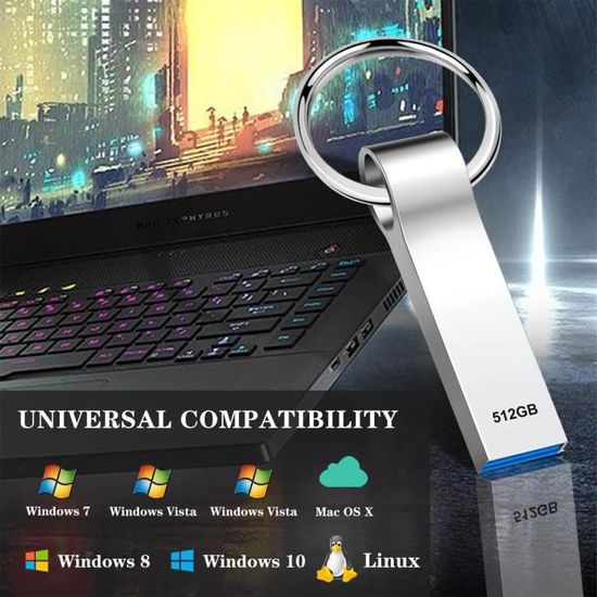 Clé USB 4-en-1 512 Go : Compatible IPhone, Android, PC - Transfert Ultra Rapide USB 3.0
