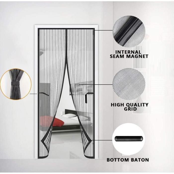 Moustiquaire De Porte 140 X 220 Cm, Facile à Installer Sans Perçage