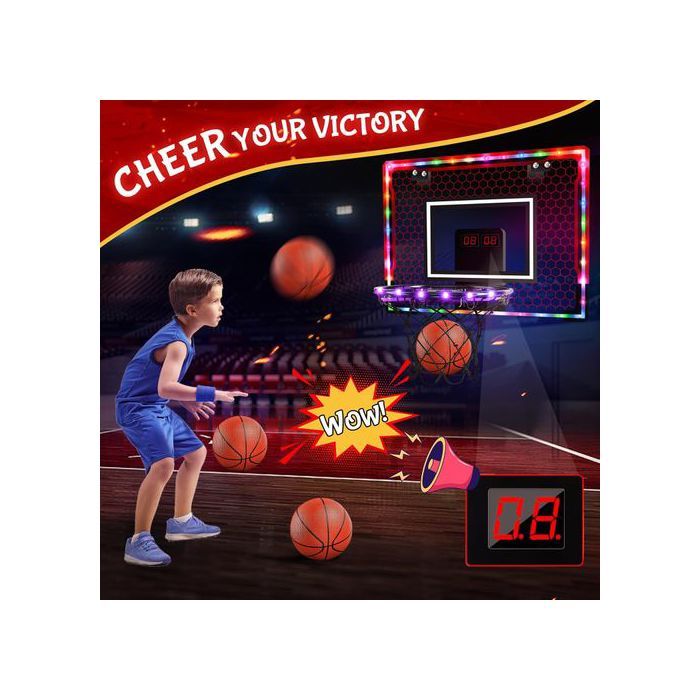 Panier Basket Intérieur Mobile Avec Télécommande – Mini Panier Mural, 4 Ballons, Ventouse – Pour Ado Et Exercice à La Maison