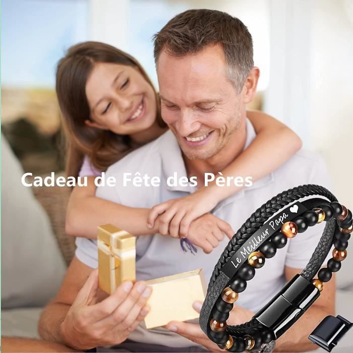 Cadeau Fete Des Peres - Cadeau Papa Bracelet Cadeau Noël Pour Papa - Cadeau Fête Des Pères Original DAD Bracelet - Cadeau Anniversaire Papa Noël Fête Des Pères (Cadeau Papa) (Cadeau Noël