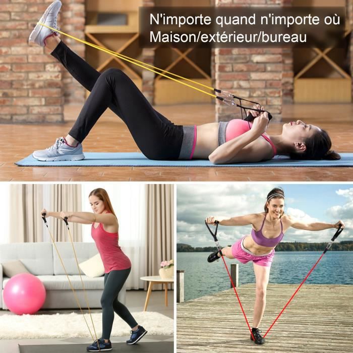 Lot De 3 Bandes De Résistance Pour Fitness - Différents Niveaux De Force (léger, Moyen, Fort) - Avec Sac De Transport - Pour Jambes, Fessiers - 6