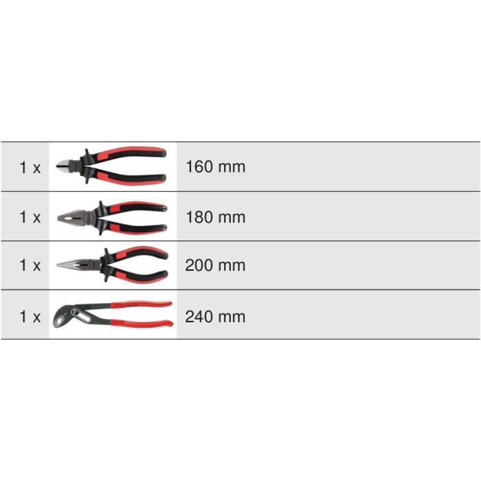 Module 4 Pinces KS TOOLS - Coupante, Universelle, Bec Demi-rond, Multiprise - Qualité Professionnelle