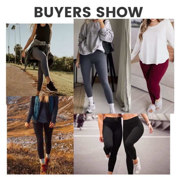 Legging thermique pour femme Noir Taille haute Doublure en