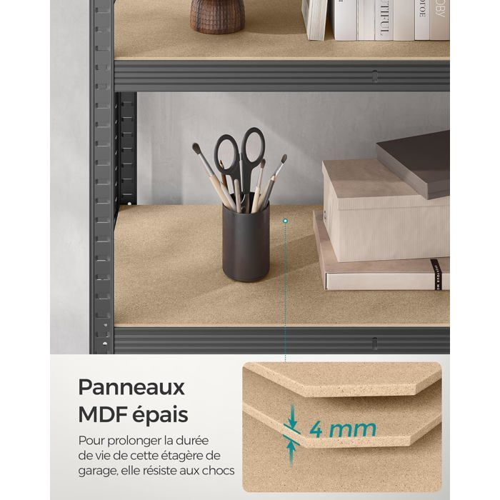 Festnight Étagère De Rangement D'angle 5 Niveaux - Acier Galvanisé Et MDF - Charge Max 875 Kg (90x90x180cm)