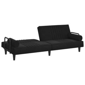 Vidaxl canapé-lit réglable avec deux oreillers similicuir noir 241722