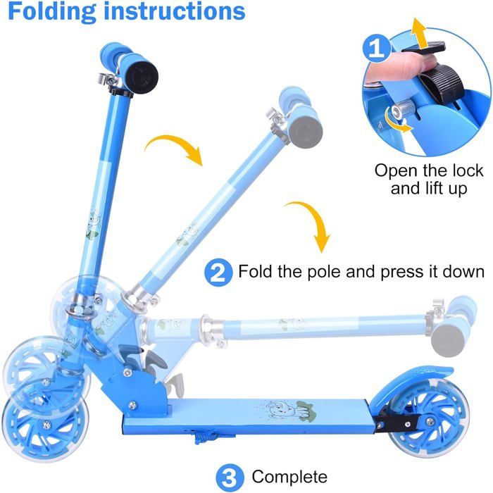 Trottinette 3 Roues BOLDCUBE Teeny Pour Enfants 2-6 Ans - Guidon Ajustable 53-70 Cm, Roues LED, 1.7 Kg