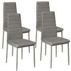 BRAND 4pcs Chaises de Salle à manger Haut Dossier Confortable Similicuir-gris