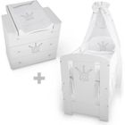 KLUPS BB Berceau bébé lit bébé 120 x 60 cm couronne blanche + Set de lit + Commode à langer bébé 3 tiroirs Matériel de haute qualité