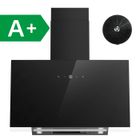 FIREGAS Hotte Aspirante 60cm, Classe A+, 487 m³/h, Evacuation ou Recyclage, avec Filtres à Charbon Hotte Murale Noire