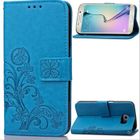 FULOZO Étui Samsung galaxy S6 Edge–Imprimé Fleur Étui Housse Cuir Coque Portefeuille Pour Samsung galaxy S6 Edge-Bleu