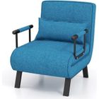 GIANTEX Fauteuil Relax Inclinable/Convertible- Dossier Réglable à 6 Niveaux- avec Oreiller+Accoudoirs- Fauteuil-Lit 1 Place- Bleu
