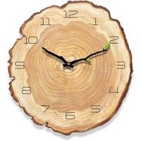 Bois Horloge Murale,30cm Style Naturel Rond Horloges Suspendues Silencieux Non-Ticking Décor Fait Main pour Accueil Bureau Cuisine