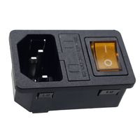 Connecteur d'équipement froid - MARQUE - C-14 - Interrupteur éclairé - Fusible 10A/250V - Jaune