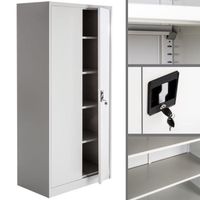 Armoire de bureau verrouillable - Meuble de bureau - Gris - 4 étagères - 180x90x62 cm